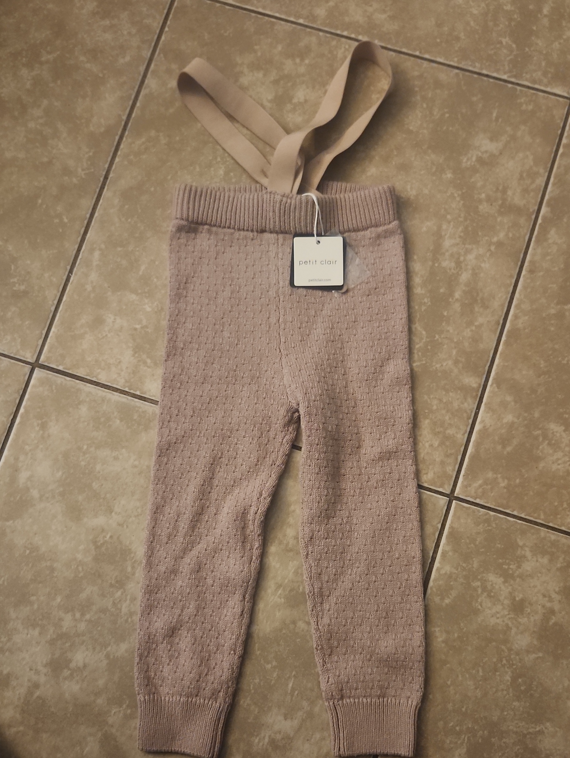 Petit Clair Mauve Knit Leggings With Adjustable Suspenders